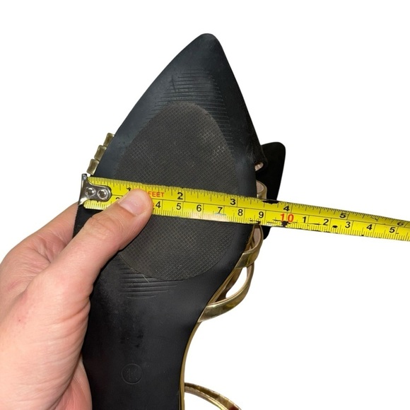 Suede Gold Strappy Pointed Toe Ballet Flats Women’s 11 Feminine Office Classic - Picture 13 of 14